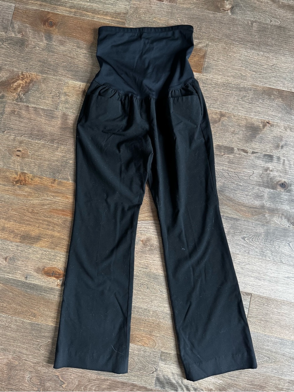 GAP Black Wide-Leg Maternity Pants with Fold-Over Waist